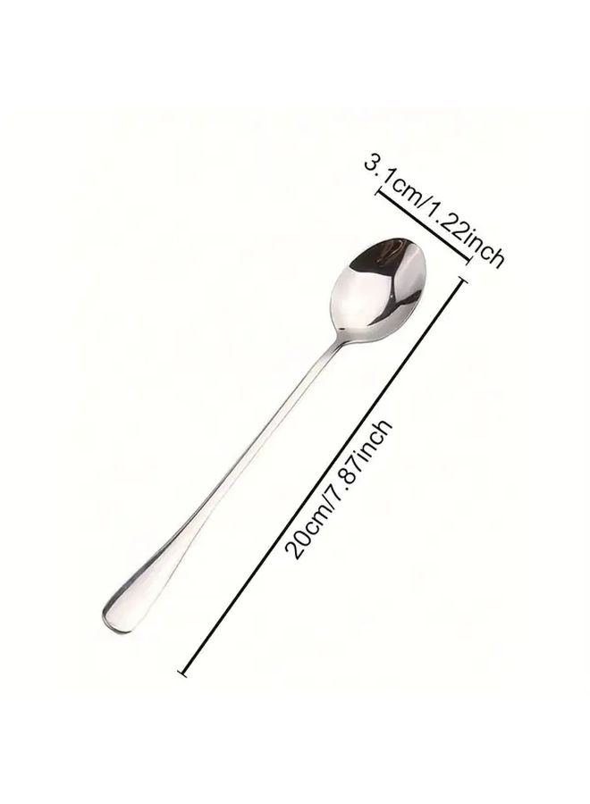 4pcs Long Handle Coffee Spoon Stainless Steel Iced Tea Spoon Ice Cream Scoop Stirring Spoon Dessert Scoop Mixing Scoop for Hotel Restaurant Tableware Back To School Valentine Day Kitchen Utensils - Image 3