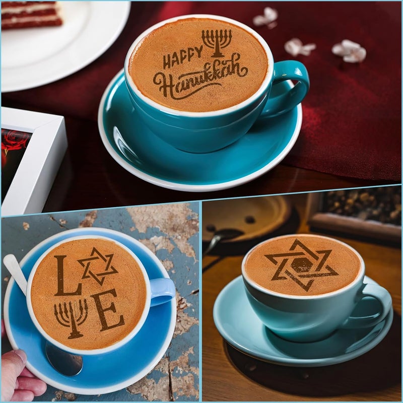 JULBEAR 36 Pcs Reusable Hanukkah Cake Cookie Stencils Dreidel Menorah for Cookies Coffee DIY Hanukkah Holiday Baking Painting Dessert Craft Decoration - Image 4