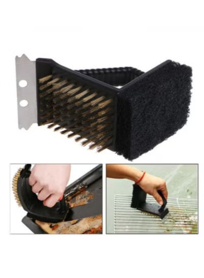 Aramu 3 in 1 Grill Brush with Nylon Scouring Pad and Scraper Grill Brush BBQ Accessories Tool for Outdoor Handheld Kitchen and Home Cleaning Brush  - Image 4