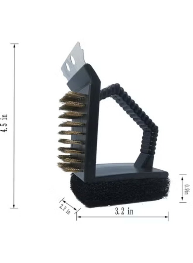 Aramu 3 in 1 Grill Brush with Nylon Scouring Pad and Scraper Grill Brush BBQ Accessories Tool for Outdoor Handheld Kitchen and Home Cleaning Brush  - Image 3