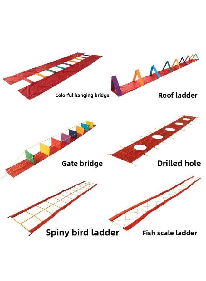 Roof Ladder Gate Bridge Colorful Suspension Bridge Kindergarten Children's Body Intelligent Teaching Toys Sensory System Training Equipment-Color:The Bridge (color Random)-Specifications:8 M
