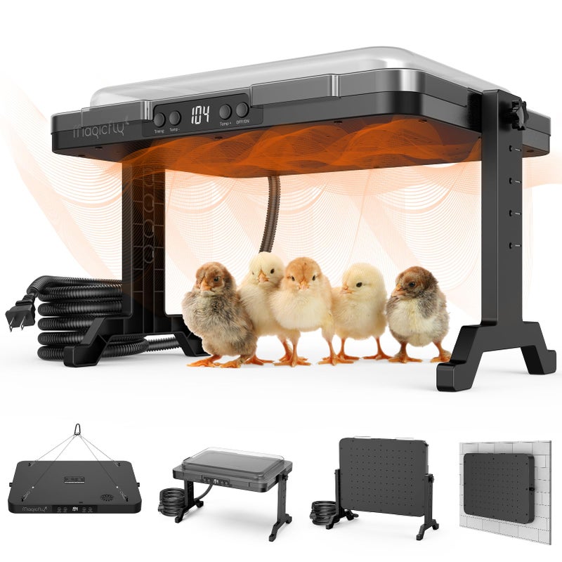 Magicfly Brooder Heat Plate for Chicks, Magicfly 200W Adjustable Chicken Coop Heater with Smart Thermostat & Timer, UL-Compliant Safe Design, Remote Control & Protective Cover, for Ducklings Goslings Poults - Image 1