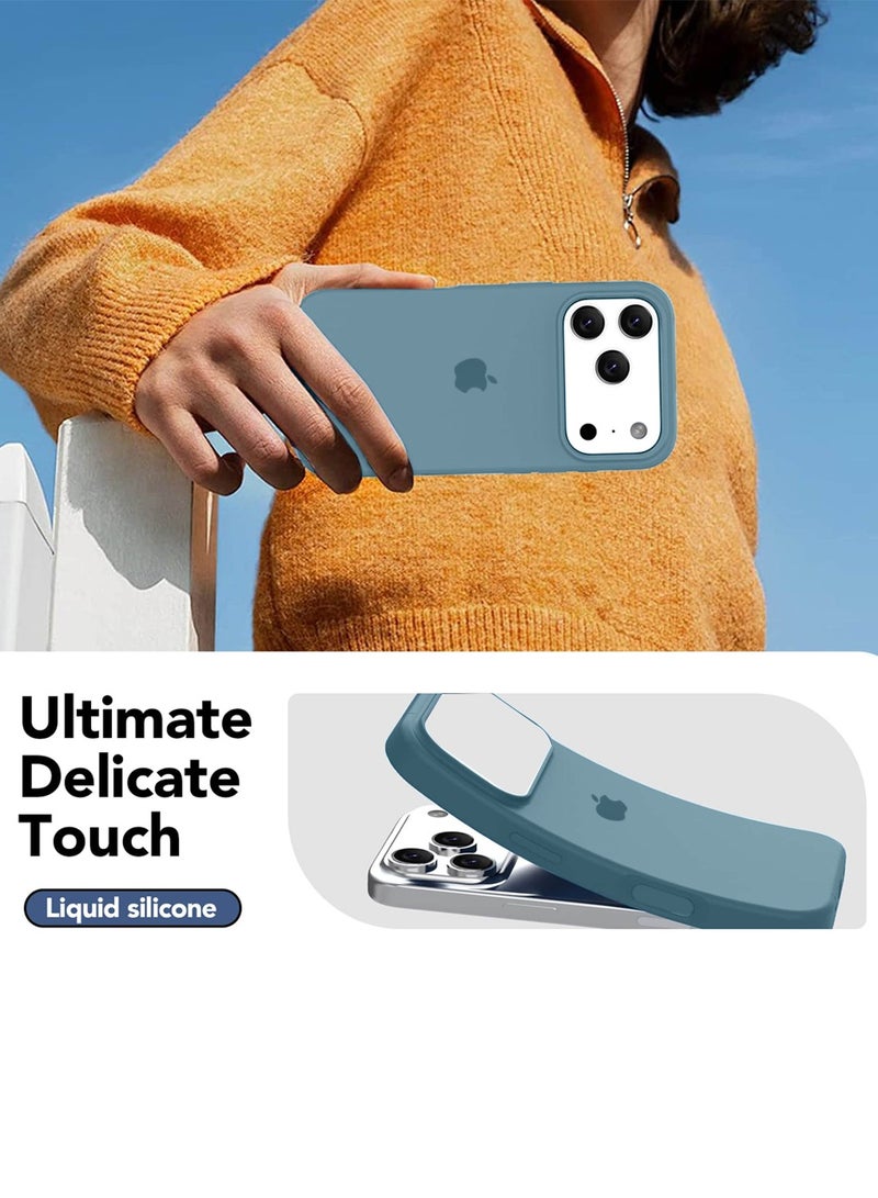 دبليو تيك حافظة هاتف أبل آيفون 17 برو ماكس 5G 2025 من السيليكون السائل بجودة متميزة (MCRPSN) - الأزرق الصخري - Image 3