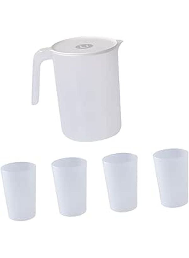 Large Capacity Plastic Cold Water Kettle Set With 4 Cups For Iced Beverages And Parties - Image 1