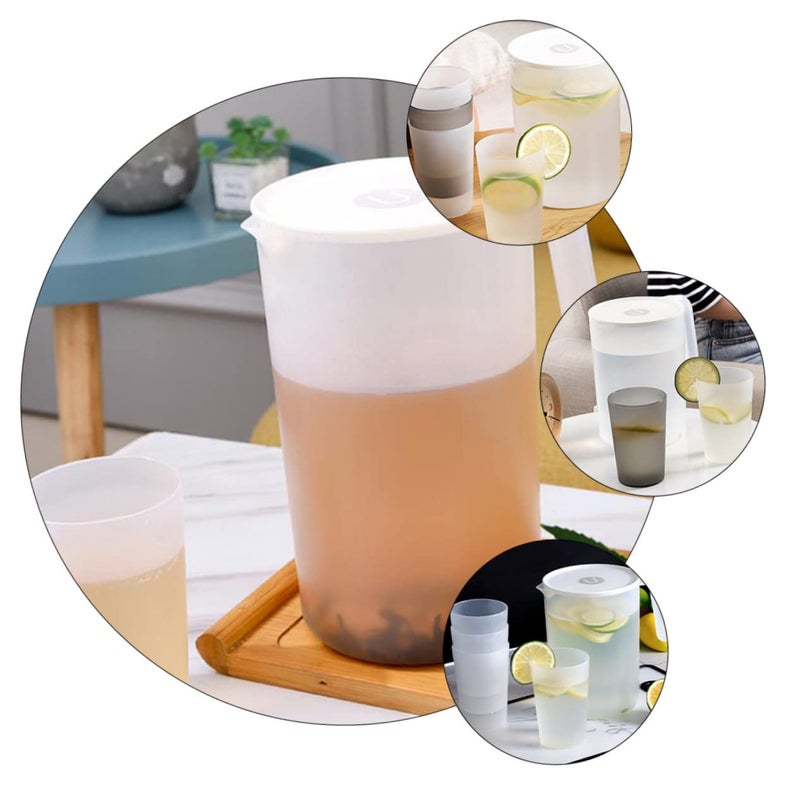 Large Capacity Plastic Cold Water Kettle Set With 4 Cups For Iced Beverages And Parties - Image 5