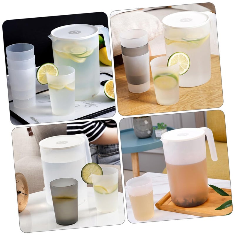 Large Capacity Plastic Cold Water Kettle Set With 4 Cups For Iced Beverages And Parties - Image 4