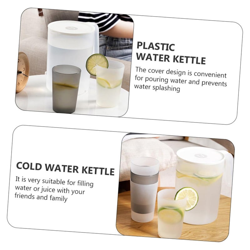 Large Capacity Plastic Cold Water Kettle Set With 4 Cups For Iced Beverages And Parties - Image 3