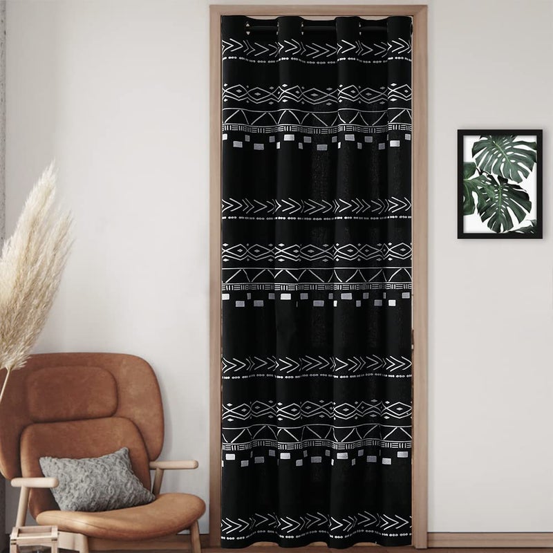 Door Curtains for Doorway Privacy80 Inch Length Semi Blackout Insulated Thermal Room Divider CoverBlindsDecorative Tribal Modern Boho Closet Curtain for Bedroom Living Hallway BathroomBlack White