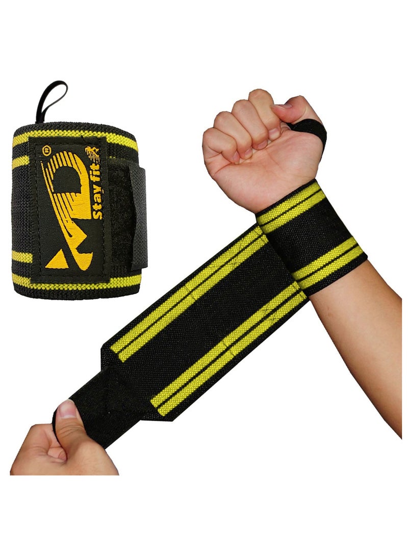 إم دي إستاي فيت أربطة دعم المعصم لرفع الأثقال واللياقة البدنية وتمارين الجيم قطعتين، أصفر - Image 1