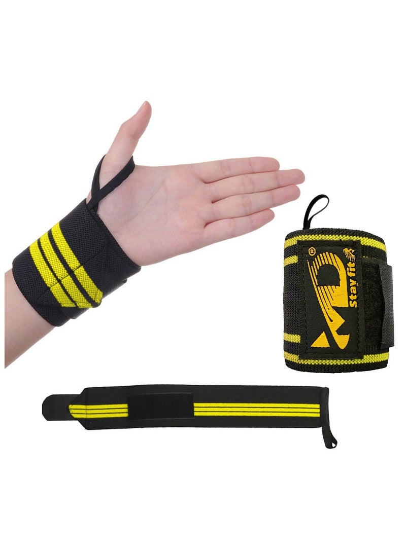 إم دي إستاي فيت أربطة دعم المعصم لرفع الأثقال واللياقة البدنية وتمارين الجيم قطعتين، أصفر - Image 2