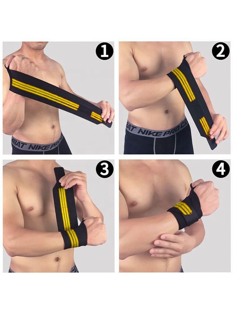 إم دي إستاي فيت أربطة دعم المعصم لرفع الأثقال واللياقة البدنية وتمارين الجيم قطعتين، أصفر - Image 5