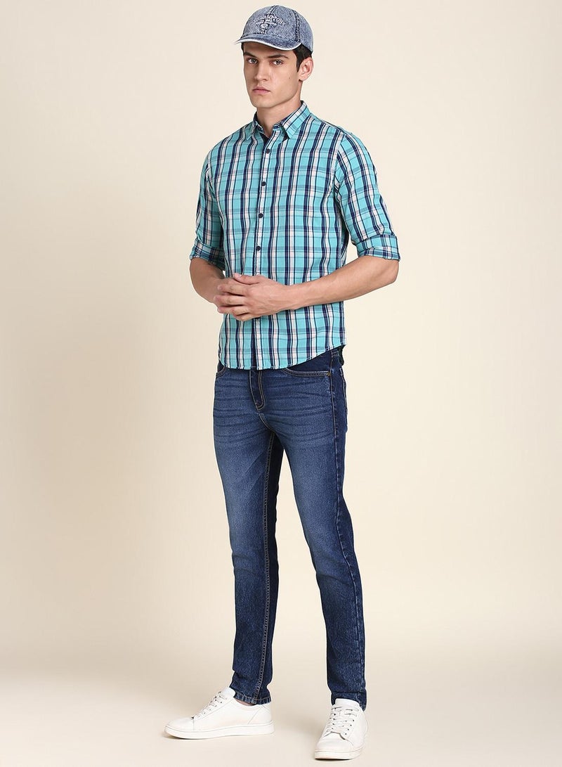 Dennis Lingo Slim Fit Dark Blue Men's Jeans with Button & Zip Closure  - Image 1