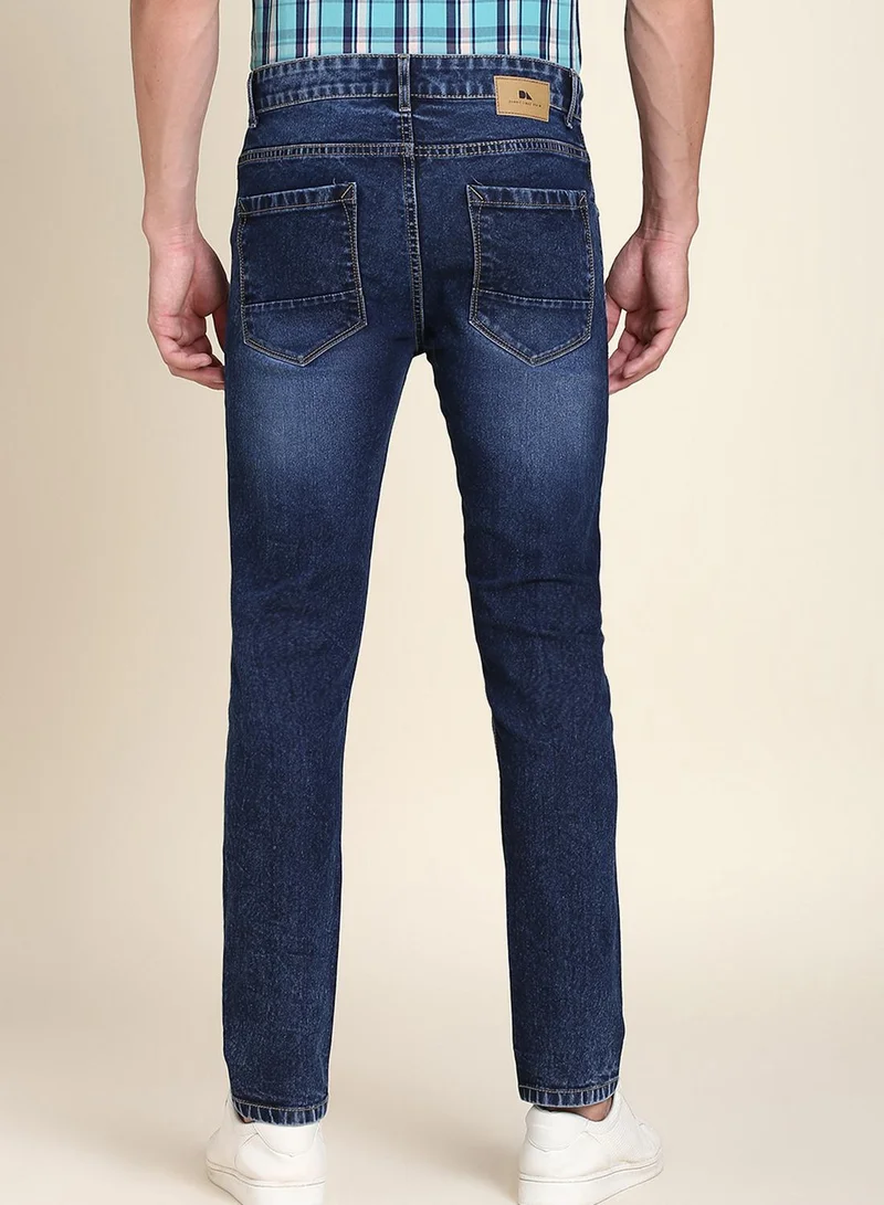 Dennis Lingo Slim Fit Dark Blue Men's Jeans with Button & Zip Closure