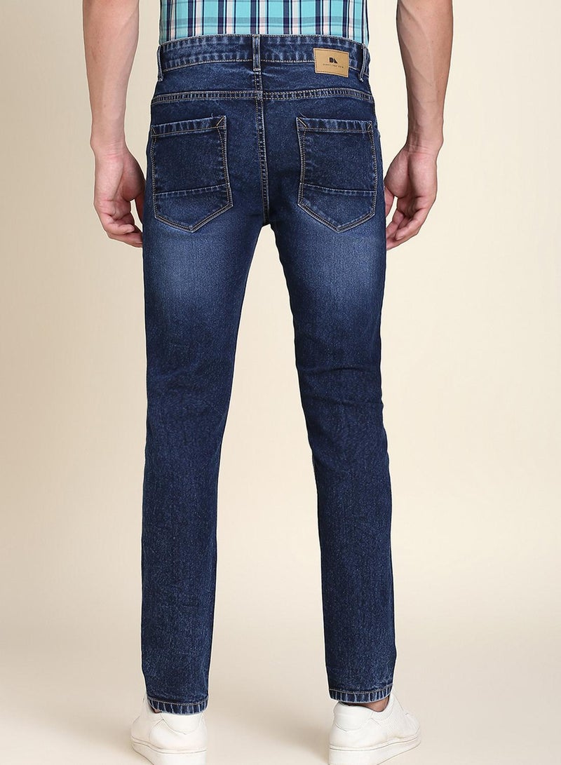 Dennis Lingo Slim Fit Dark Blue Men's Jeans with Button & Zip Closure  - Image 3