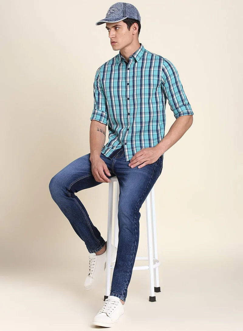 Dennis Lingo Slim Fit Dark Blue Men's Jeans with Button & Zip Closure