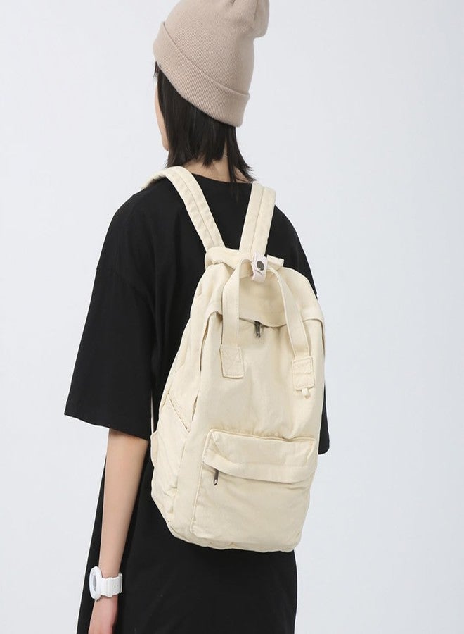 MaxxCloud Vintage Canvas Backpack Purse Tote Satchel Hiking Daypack Travel Bag Handbag Rucksack (583 beige) - Image 3