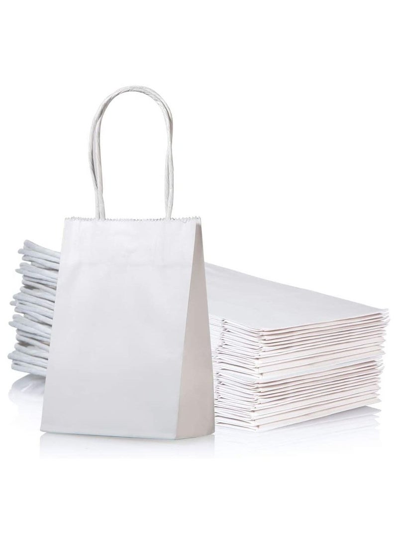 24 كيس) أكياس ورقية بيضاء مع مقابض كرافت هدايا حفلات الزفاف ، هدايا حفلات أعياد الميلاد ، المطاعم الجاهزة ، أكياس التسوق (15 × 11 × 6 (صغير) ، أبيض) - Image 1
