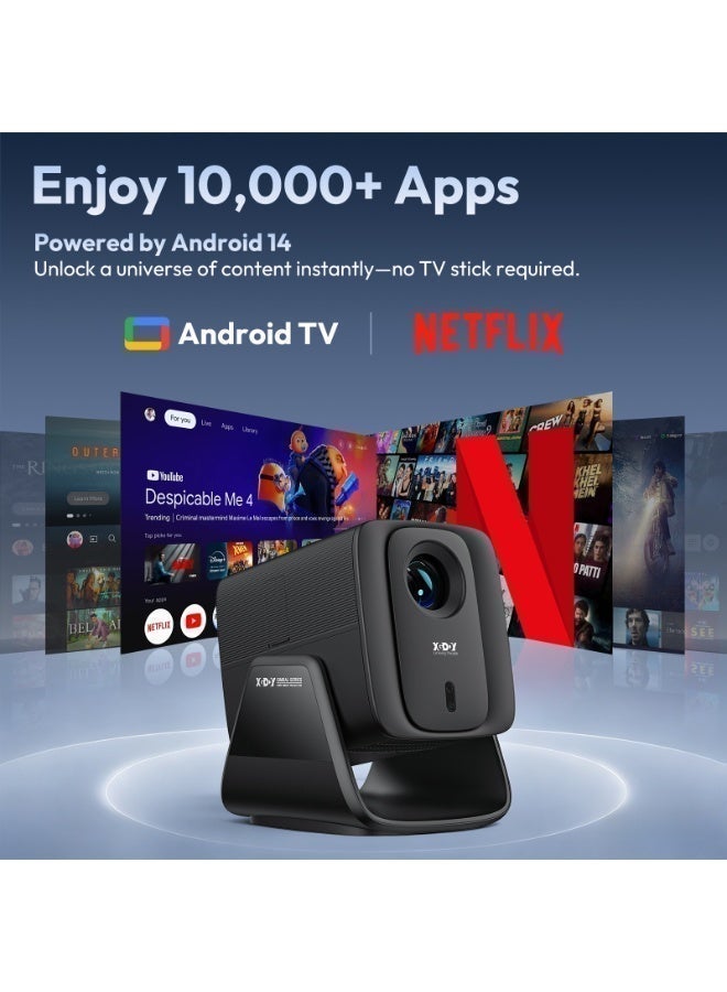 إكسجودي [1000 لومن أنسي] بروجكتر XGODY A7 Cine 1080P ذكي Android 14 واي فاي 6 تركيز تلقائي سينما منزلية ومجلس - Image 4