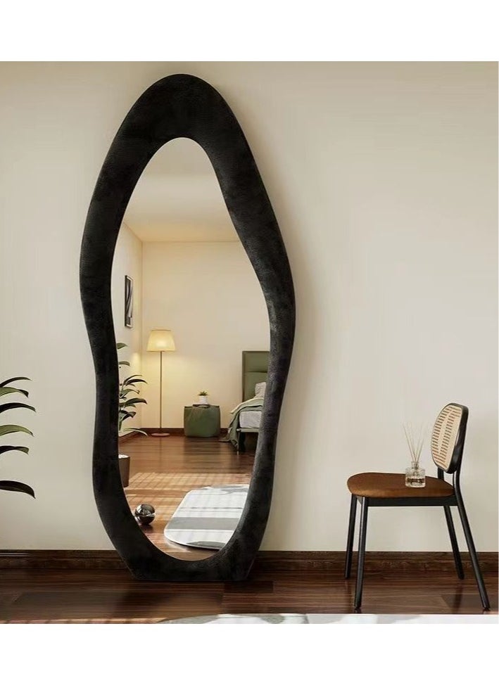 Generic - Full Length Mirror with Stand, Full Length Mirror Wall Mounted, Floor Mirror, Cloud Shape Standing Mirror, Flannel Wrapped Wooden Frame Mirror, Irregular Full Body Mirror - Image 1