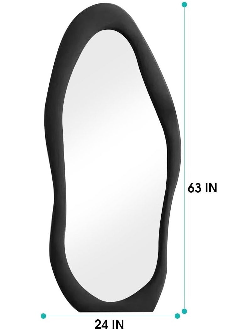 Generic - Full Length Mirror with Stand, Full Length Mirror Wall Mounted, Floor Mirror, Cloud Shape Standing Mirror, Flannel Wrapped Wooden Frame Mirror, Irregular Full Body Mirror - Image 1