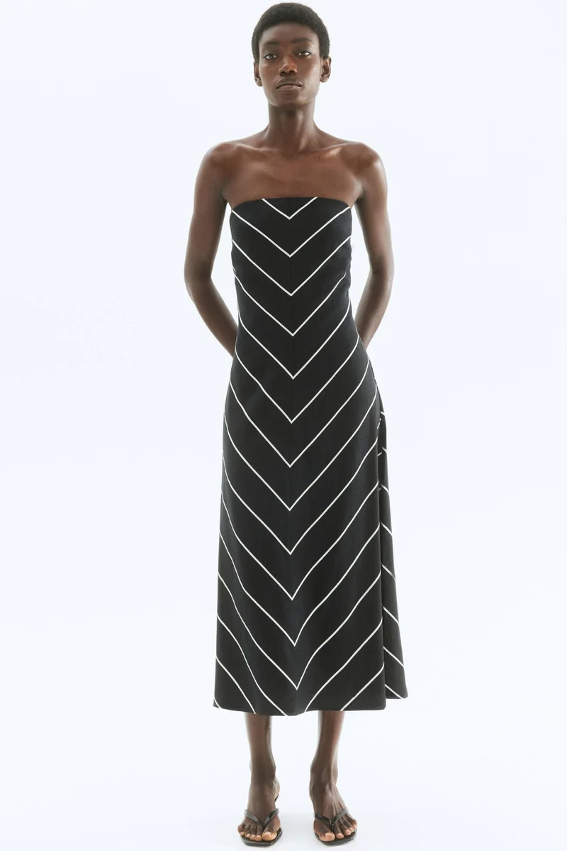 اتش اند ام فستان باندو من مزيج الكتان