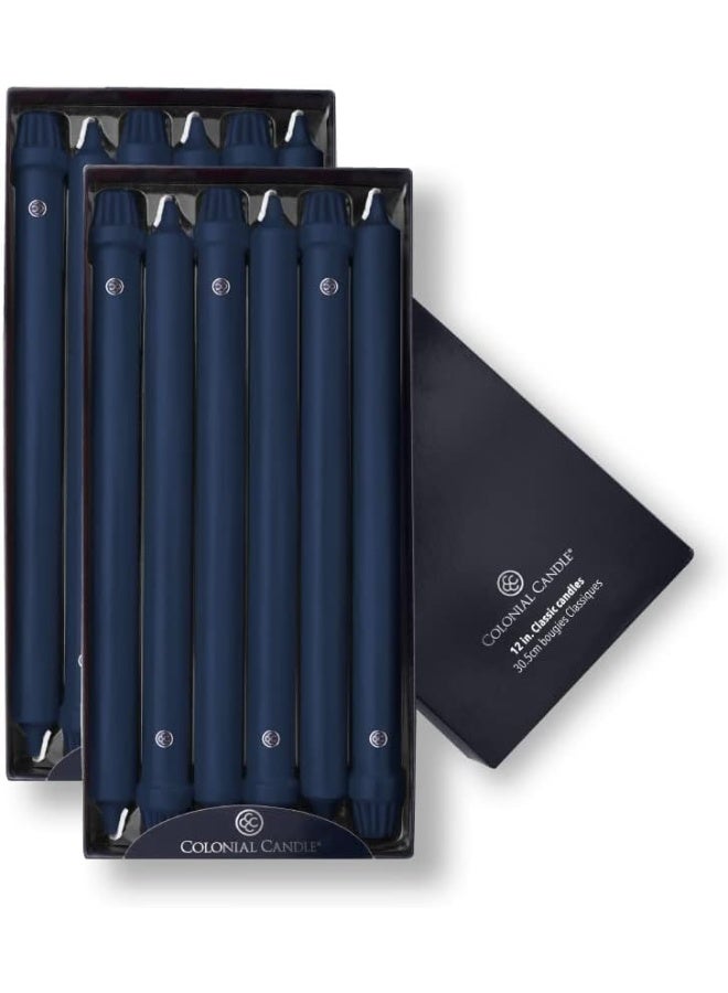 Colonial Candle Unscented Taper Candle Classic Collection Indigo 12 In Pack of 12  Up to 10 Hours Burn - Image 2