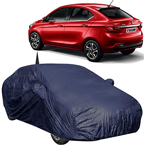 The Autostory 190 Taffeta Water Resistant Car Body Cover Compatible with Tata Tigor with Mirror & Antenna Pockets (Navy Blue) - Image 1