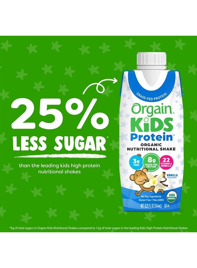 Orgain Organic Kids Nutritional Protein Shake, Vanilla, Healthy Kids Snacks, 8g Dairy Protein, 3g Fiber, 22 Vitamins & Minerals, No Soy ingredients, Gluten Free, Non-GMO, 8.25 Fl Oz (Pack of 12) - Image 5