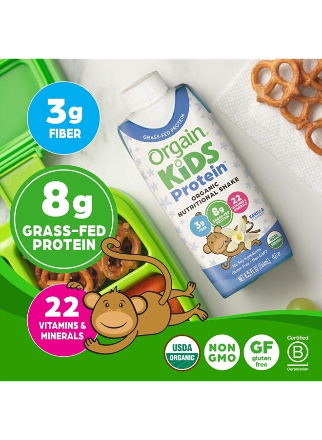 Orgain Organic Kids Nutritional Protein Shake, Vanilla, Healthy Kids Snacks, 8g Dairy Protein, 3g Fiber, 22 Vitamins & Minerals, No Soy ingredients, Gluten Free, Non-GMO, 8.25 Fl Oz (Pack of 12) - Image 4