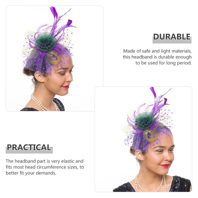 Tea Party Fascinator Hat Wedding Bride Feathering Headband Banquet Headpiece - Image 4