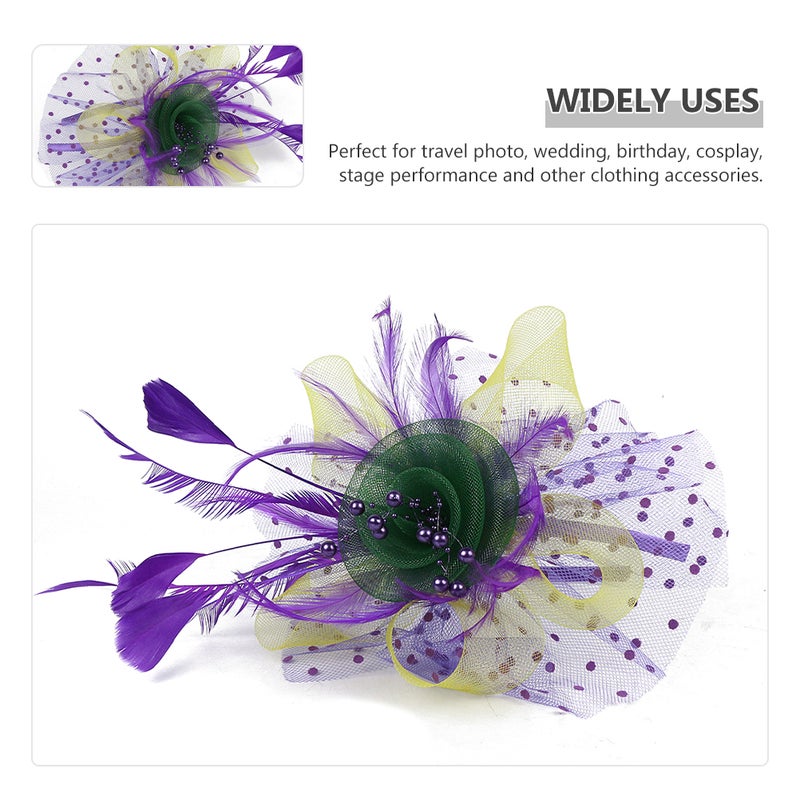 Tea Party Fascinator Hat Wedding Bride Feathering Headband Banquet Headpiece - Image 3