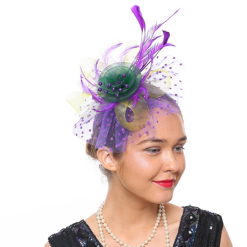 Tea Party Fascinator Hat Wedding Bride Feathering Headband Banquet Headpiece - Image 5