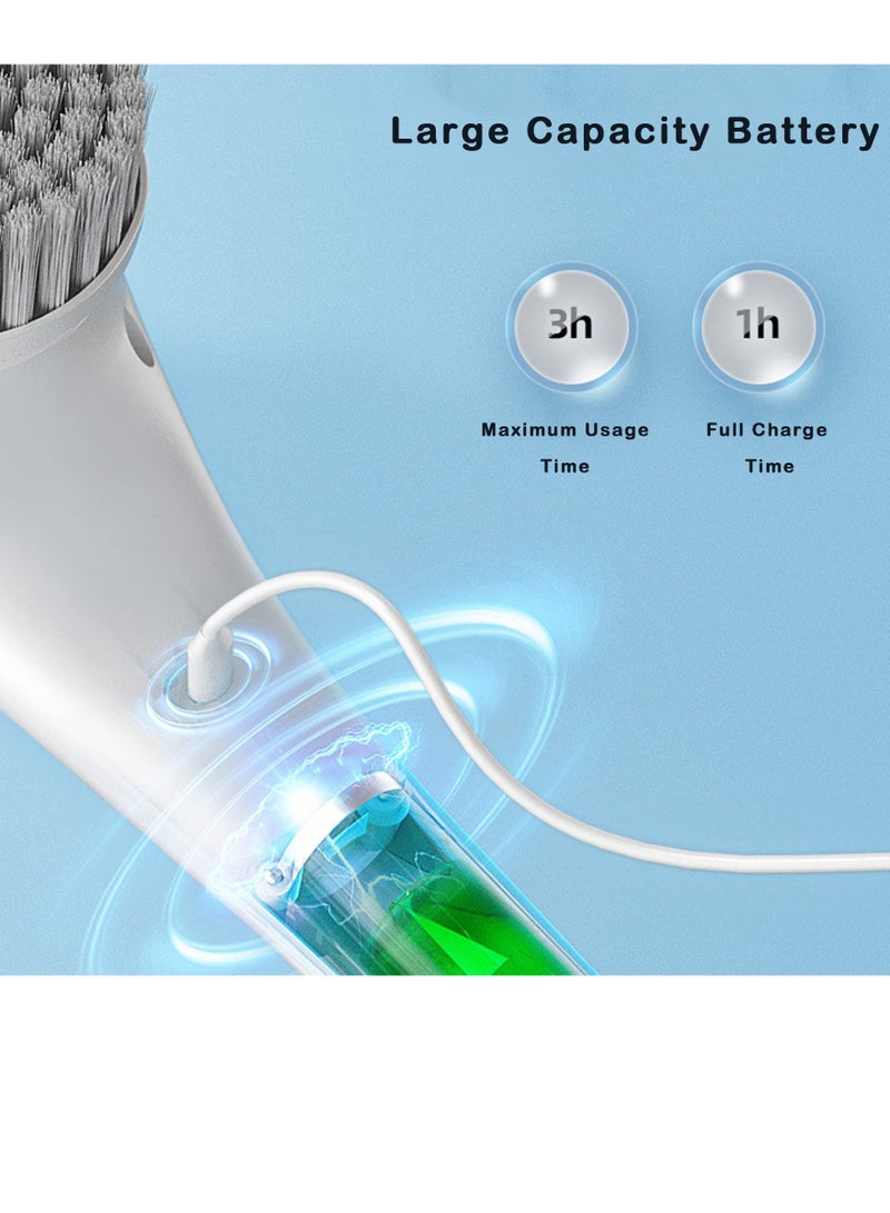 SYOSI Cordless Electric Rotary Scrubber, Portable Electric Cleaning Brush with 5 Brush Heads, Electric Scrubber 360° Smart Rotating Handheld Scrubber Brush for Plates, Pots, Walls, Kitchen, Shoes - Image 3
