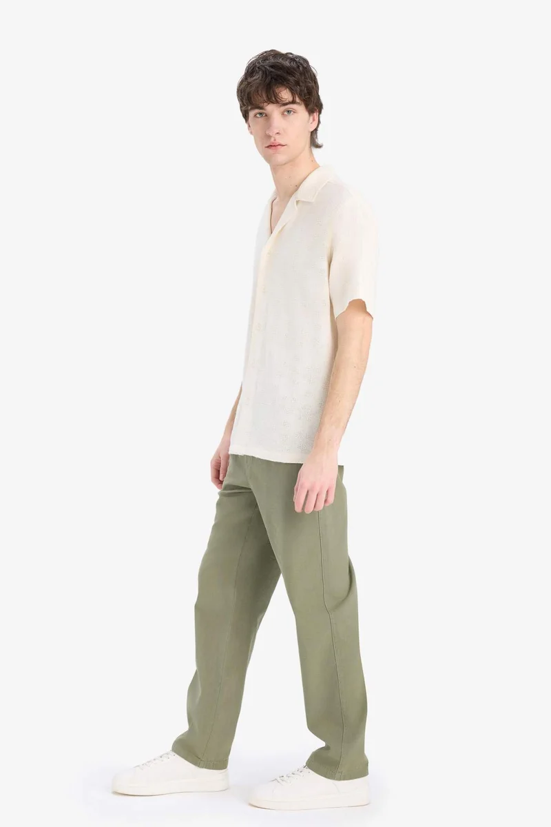 Defacto  Loose Comfortable Fit Wide Leg Summer Linen Trousers for Men | Best Price UAE
