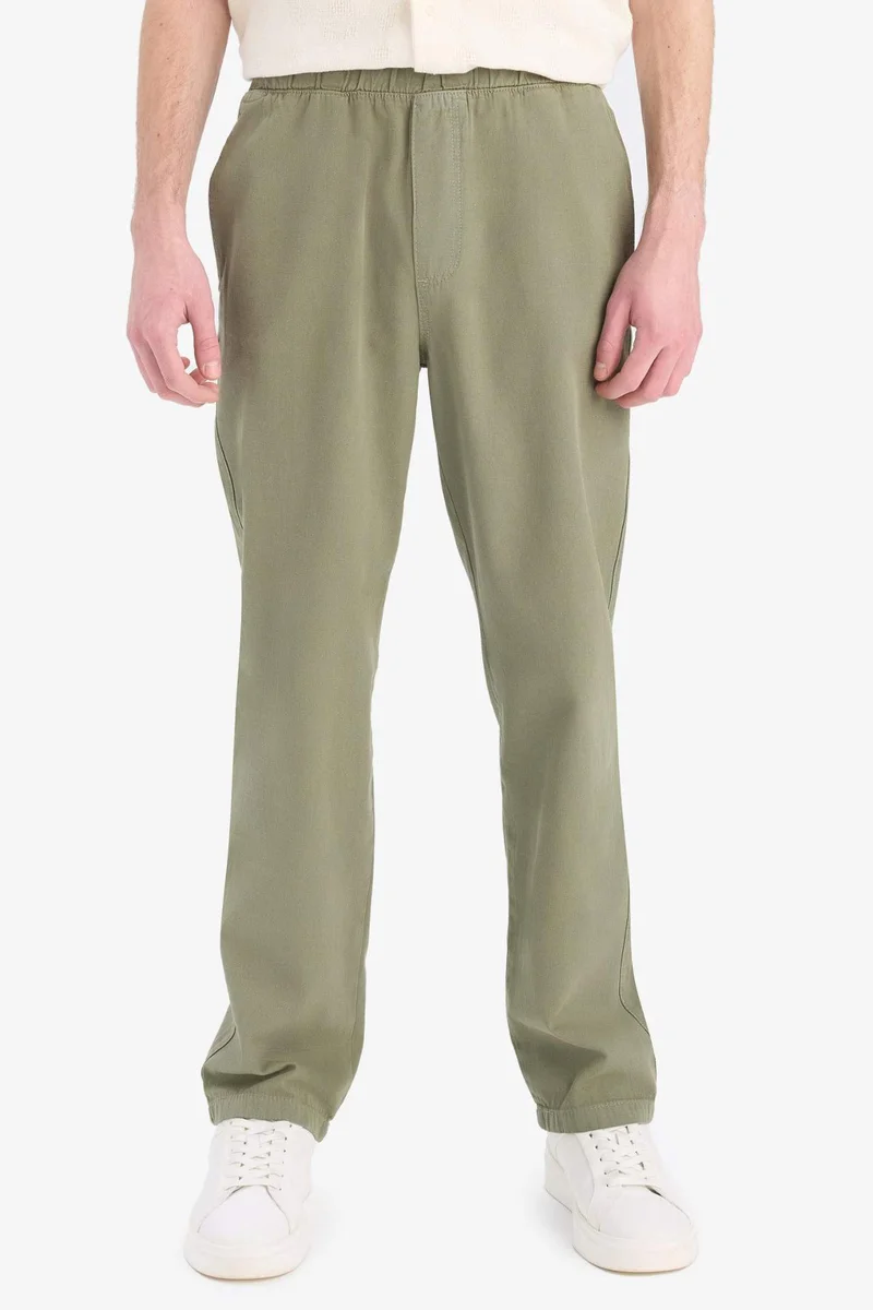 Defacto  Loose Comfortable Fit Wide Leg Summer Linen Trousers for Men | Best Price UAE