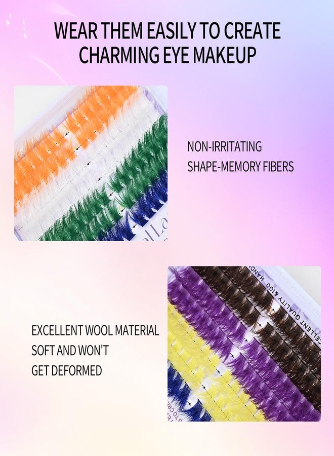 LASGOOS 3D Colored Lash Clusters Extension 224 Pcs 7 Mixed Colors Faux Mink Fluffy Volume Individual Lashes 9-16mm Soft Natural Long Reusable DIY Eyelash Extensions for Daily & Party Makeup LASGOOS - Image 2