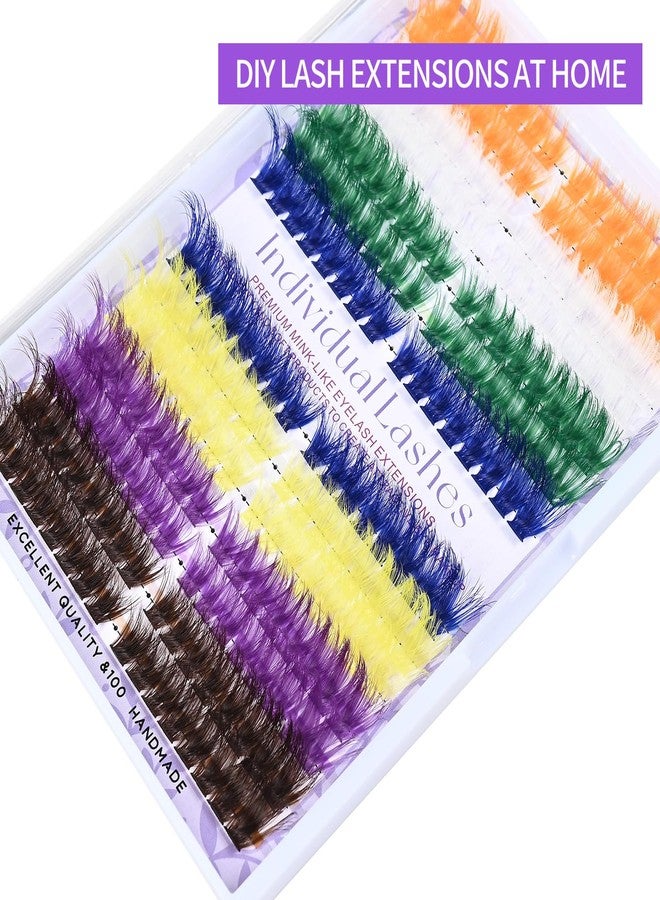 LASGOOS 3D Colored Lash Clusters Extension 224 Pcs 7 Mixed Colors Faux Mink Fluffy Volume Individual Lashes 9-16mm Soft Natural Long Reusable DIY Eyelash Extensions for Daily & Party Makeup LASGOOS - Image 3
