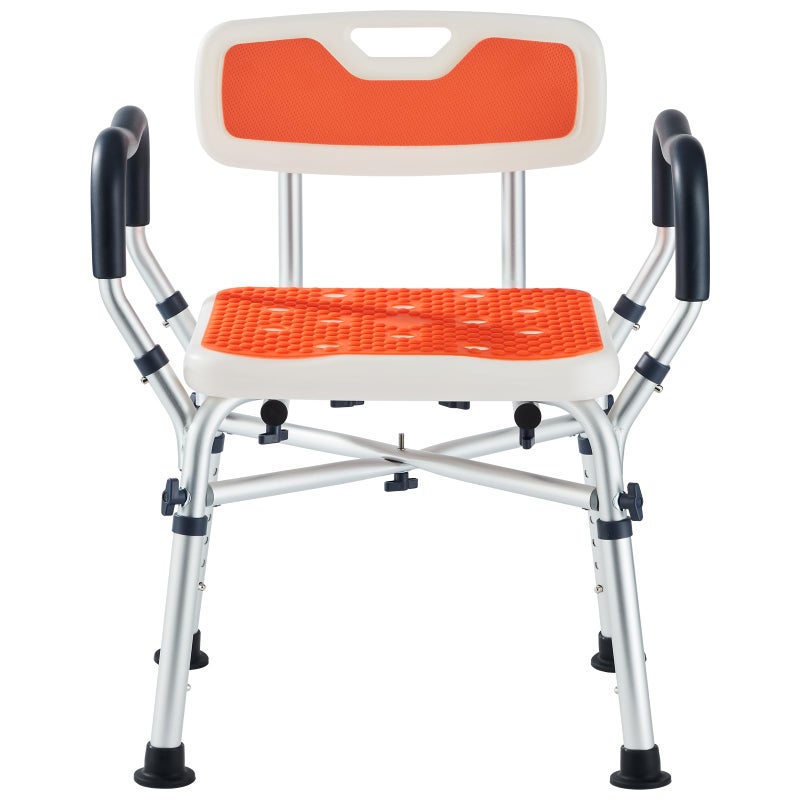 KSITEX Shower Chair for Inside Shower Padded Shower Seat Chair with Arms and Back 6Level Adjustable Shower Stool Chair for Elderly and Disabled 550 LB Heavy Duty Handicap Shower Bath Chair