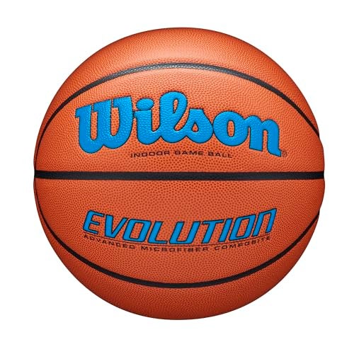 WILSON Evolution Indoor Game Basketball, Royal, Scarlet, Size 6 - 28.5" - Image 1