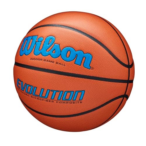 WILSON Evolution Indoor Game Basketball, Royal, Scarlet, Size 6 - 28.5" - Image 2