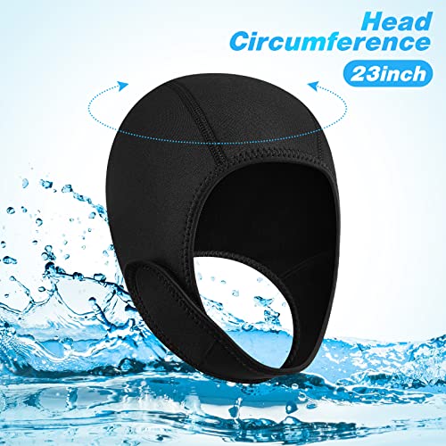 Jecery 2 Pcs Neoprene Diving Hood Thermal Wetsuit Hood Cap Swim Caps with Chin Straps Snorkeling Neoprene Surf Beanie 25 mm Diving Headgear for Men Women Sailing Water SportsBlack Black Rose Red - Image 3