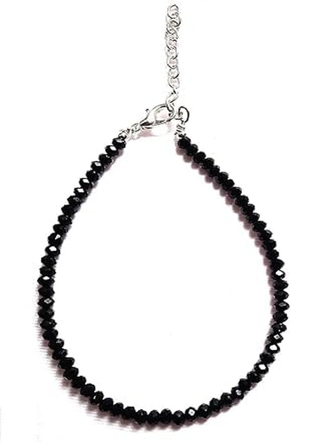 Jyokrish Handmade German metal silver simple Glossy Black Beads Chain Anklet For Women | girls | Nazariya| Payal | single leg |Beadswork| workwear| Lucky protection - Image 1