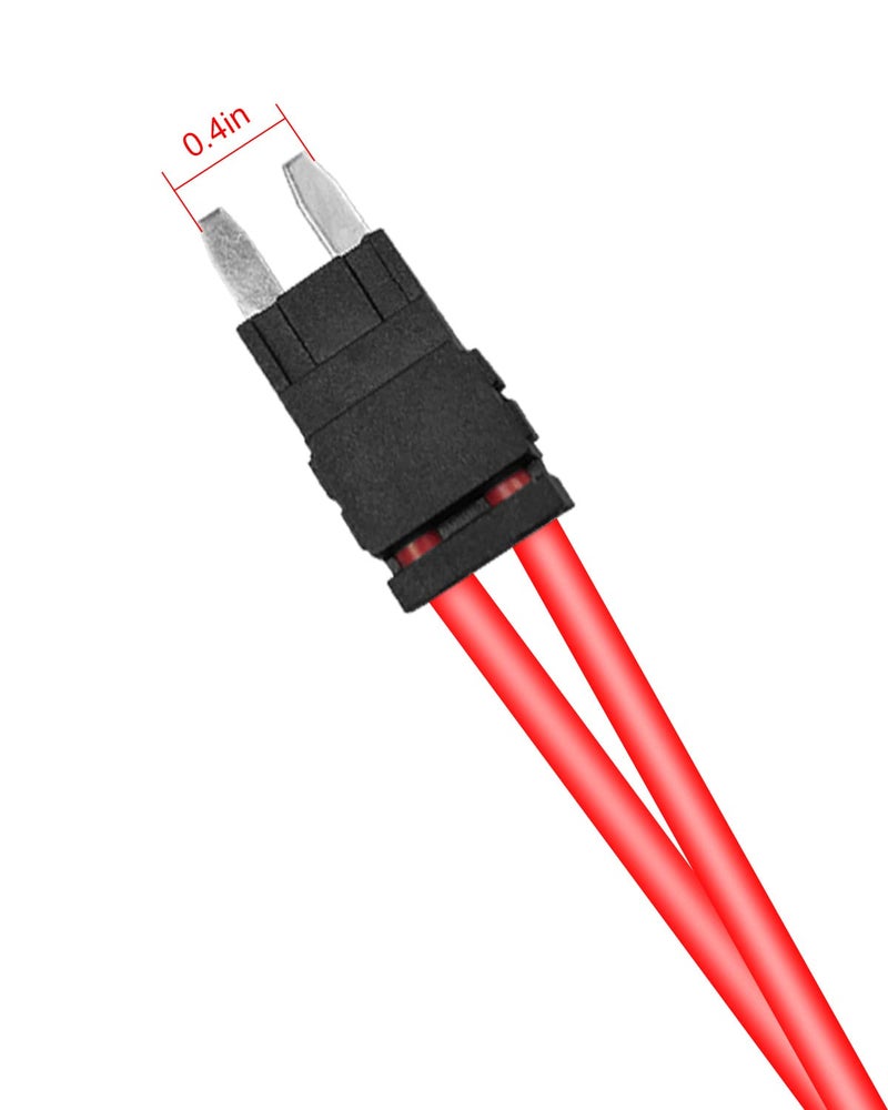 Tavaski موصل حامل فيوز السيارة تافاسكي، 32 فولت 20 أمبير 16 AWG، كابل سلك أحمر لاختبار الدوائر الكهربائية، مناسب لصناديق فيوزات ATM الصغيرة 11.5 بوصة، مع 2 قطعة فيوز 20 أمبير - Image 5