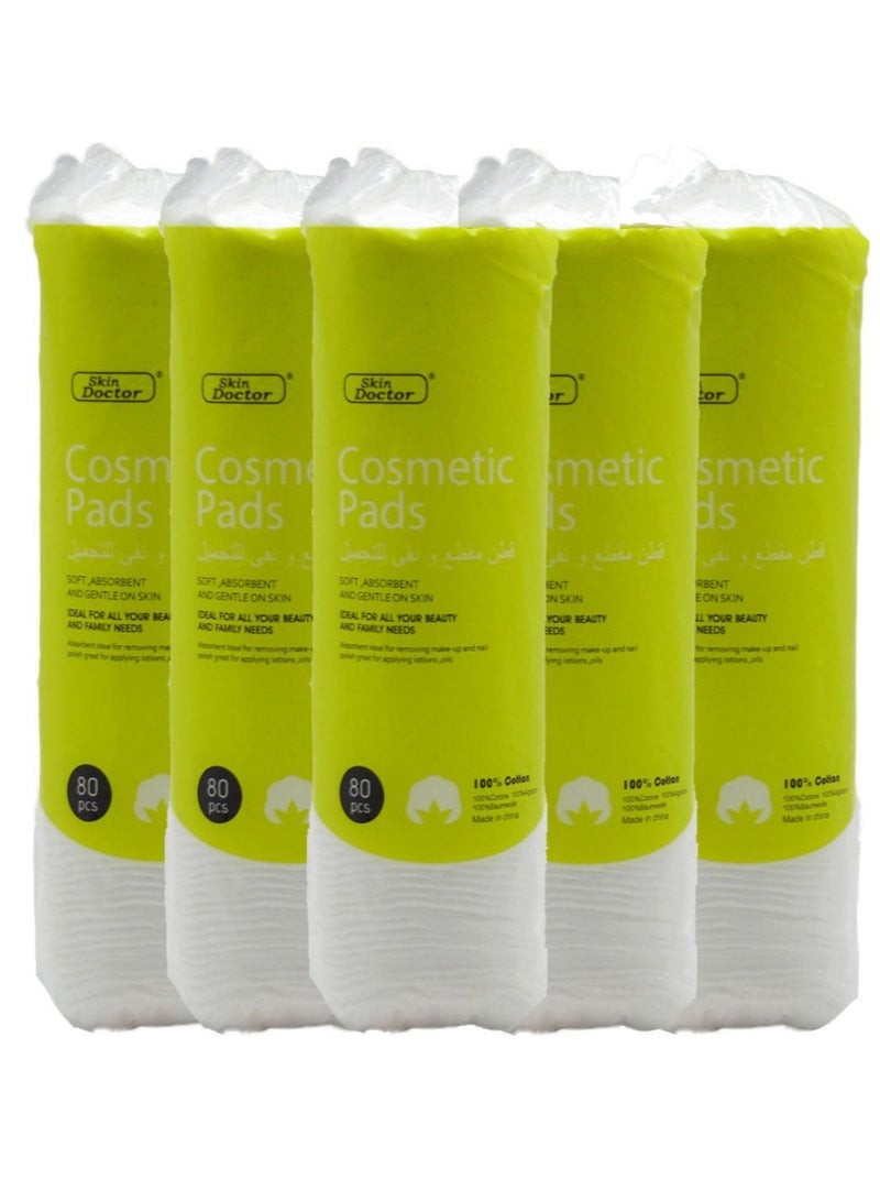 Skin Doctor 100% Cotton Make Up Cosmetics Pads (Pack Of 5 X 80) - Image 5