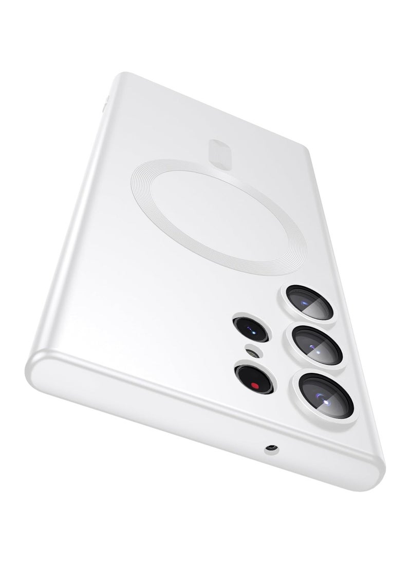 Generic - For Samsung Galaxy S23 Ultra Silicone Metallic Color Back Case , Mag-Safe For Wirless Charing and Camera Lens Protector Compatible With Samsung Galaxy S23 Ultra (6.8') (White) - Image 1