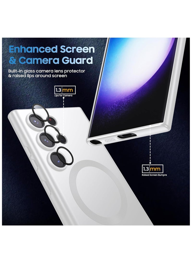 Generic - For Samsung Galaxy S23 Ultra Silicone Metallic Color Back Case , Mag-Safe For Wirless Charing and Camera Lens Protector Compatible With Samsung Galaxy S23 Ultra (6.8') (White) - Image 1