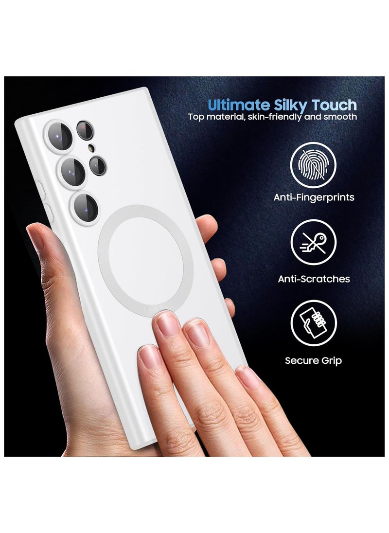 Generic - For Samsung Galaxy S23 Ultra Silicone Metallic Color Back Case , Mag-Safe For Wirless Charing and Camera Lens Protector Compatible With Samsung Galaxy S23 Ultra (6.8') (White) - Image 1