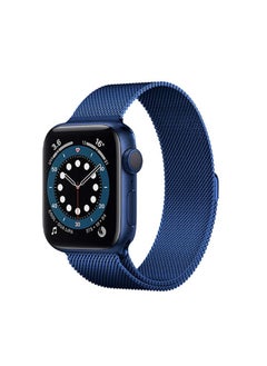 Replacement Strap For Apple Watch Series 7 45mm / 6 & SE & 5 & 4 44mm / 3 & 2 & 1 42mm Mutural Milanese Stainless Steel Watch Band Blue