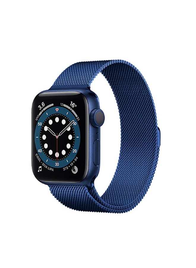 Generic - Replacement Strap For Apple Watch Series 7 45mm / 6 & SE & 5 & 4 44mm / 3 & 2 & 1 42mm Mutural Milanese Stainless Steel Watch Band Blue - Image 1