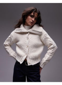 TOPSHOP Knitted Chunky Cable Collar Cardigan  - Image 1